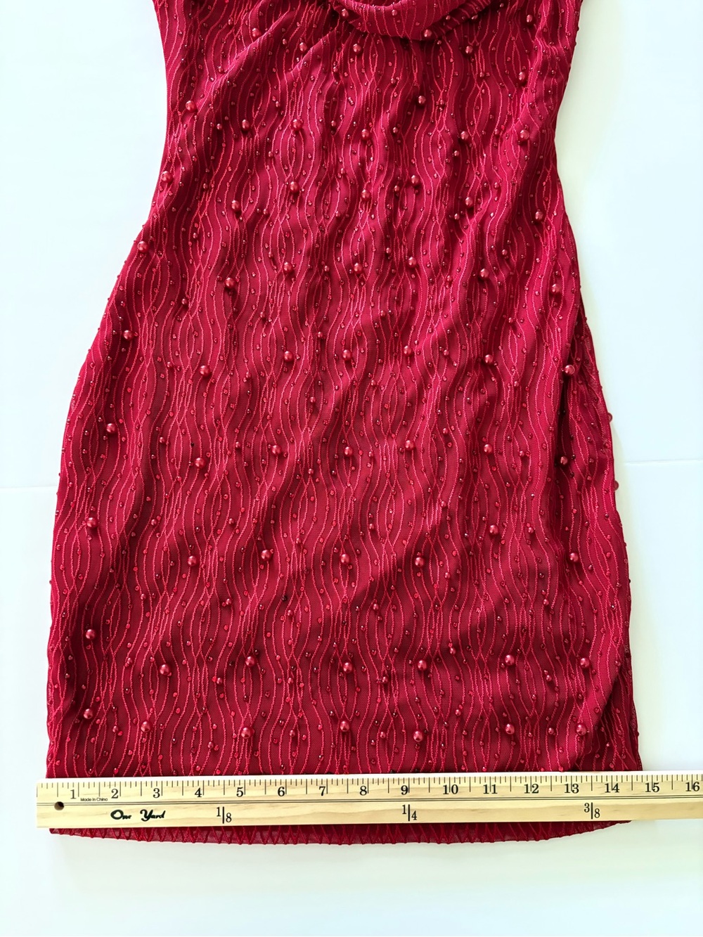 Windsor Red Beaded Mini Dress Women’s Medium Cowl Neck Y2K Party Cocktail NWT - Picture 8 of 12